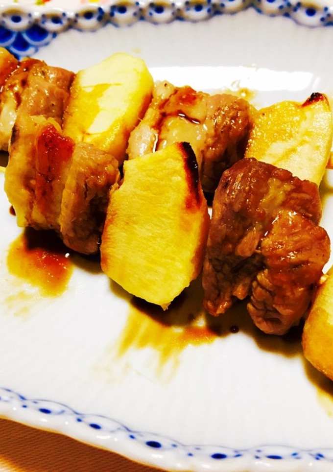 簡単！豚肉とりんごの串焼き-レシピのメイン写真