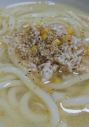 鶏ひき肉のスープうどん-レシピのメイン写真