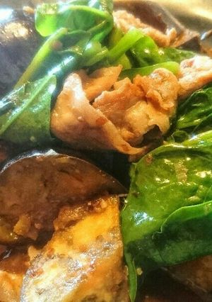つるむらさきと豚肉の油なす♪-レシピのメイン写真