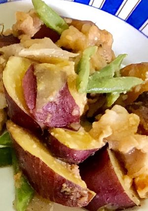 さつまいもと豚肉の味噌煮-レシピのメイン写真