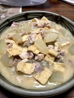 冬瓜、油揚げ、鳥もも肉の味噌煮-レシピのメイン写真