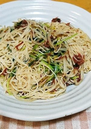 もやし豆苗コンビーフの素麺チャンプルー-レシピのメイン写真