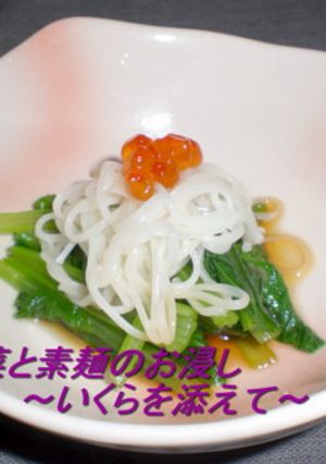 小松菜と素麺のお浸しいくらを添えて-レシピのメイン写真