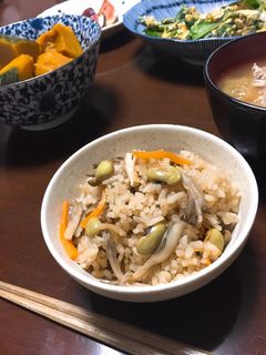 枝豆と舞茸の炊き込みごはん-レシピのメイン写真