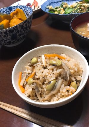 枝豆と舞茸の炊き込みごはん-レシピのメイン写真