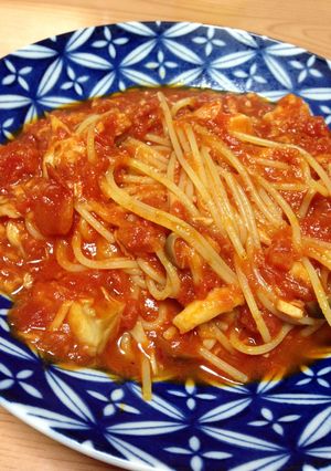 ツナとキノコとトマトのパスタ♪-レシピのメイン写真