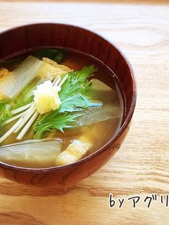 水菜と大根と薄揚げのお味噌汁♪-レシピのメイン写真