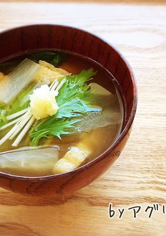 水菜と大根と薄揚げのお味噌汁♪-レシピのメイン写真