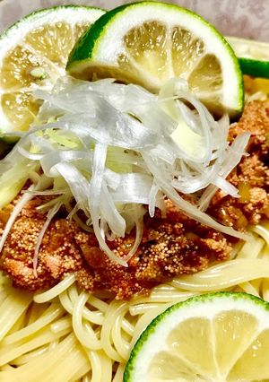 簡単美味♡カボス香る胡麻風味たらこパスタ-レシピのメイン写真
