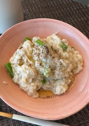 アスパラと帆立のクリームチーズリゾット-レシピのメイン写真