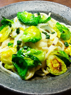 芽キャベツの青ペペロンチーノ 鮒寿司の飯-レシピのメイン写真