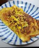 とろろ昆布と紅しょうがを玉子焼きに入れて