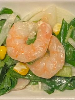 小松菜とスチームエビの塩レモンマヨサラダ-レシピのメイン写真