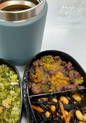 南瓜小豆の黒ごまアーモンドきなこ和え-レシピのメイン写真