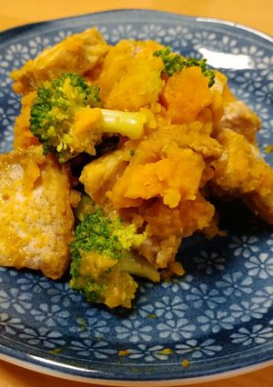 ガーリックロース肉のカボチャ🎃和え-レシピのメイン写真