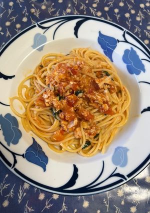 シーチキンとトマトのスパゲッティ-レシピのメイン写真