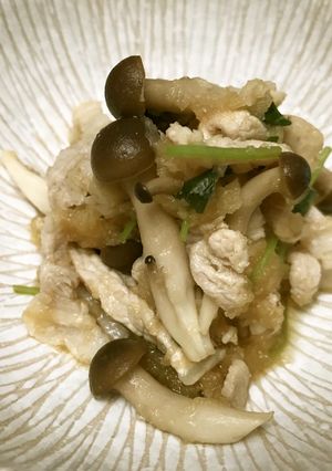 美人レシピ・豚肉としめじのゆずぽん酢和え-レシピのメイン写真
