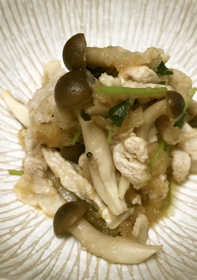 美人レシピ・豚肉としめじのゆずぽん酢和え-レシピのメイン写真