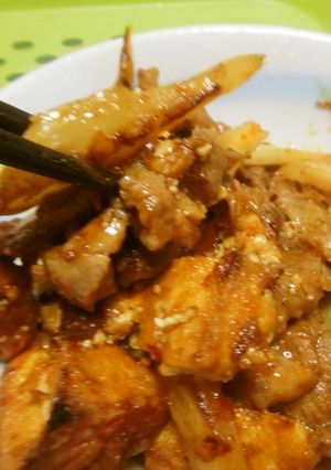 豚のロース肉とセロリの豆板醤炒め-レシピのメイン写真