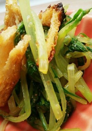 常備菜♡パリパリ油揚げと水菜のごま和え-レシピのメイン写真