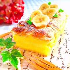 A picture of 焼くまで5分！！バナナカスタードケーキ♡.