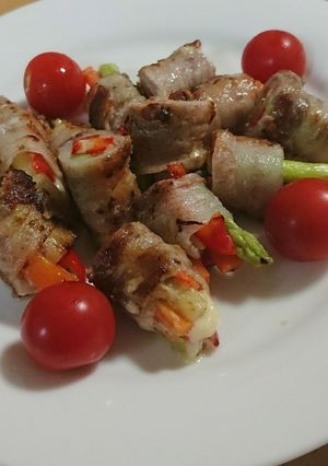 豚肉のカラフル野菜巻き♪-レシピのメイン写真
