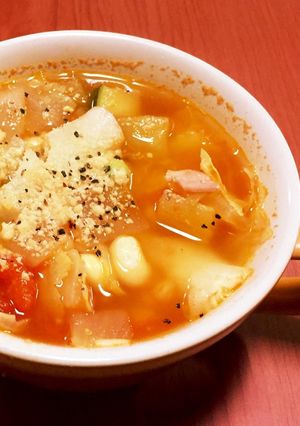 ラタトゥイユの具材から ミネストローネ-レシピのメイン写真