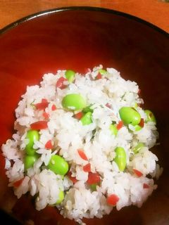 枝豆と梅干とシラスとゴマDE混ぜご飯♪-レシピのメイン写真