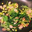 ほうれん草とウインナーコーン炒め