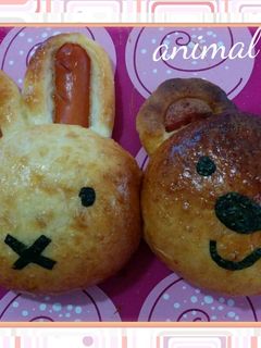 レンジ発酵で90分!うさぎ&くまパン-レシピのメイン写真