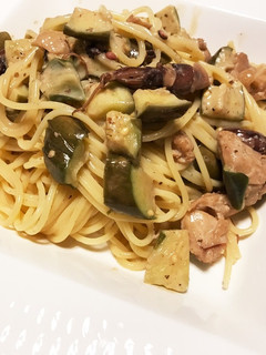 ホタルイカと茄子とチキンのクリームパスタ-レシピのメイン写真