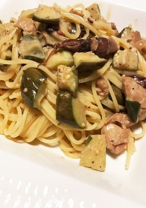 ホタルイカと茄子とチキンのクリームパスタ-レシピのメイン写真