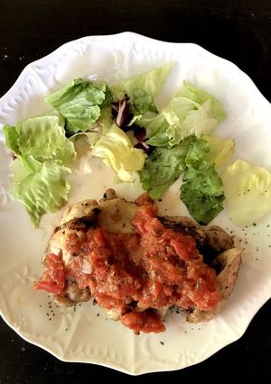 グリルチキン〜ガーリックトマトソース♪-レシピのメイン写真