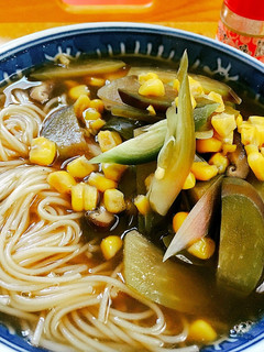 ☆彡ナス ミョウガ トウモロコシの煮麺-レシピのメイン写真