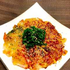 รูปของ そうめんかぼちゃとチーズのチヂミ風焼き