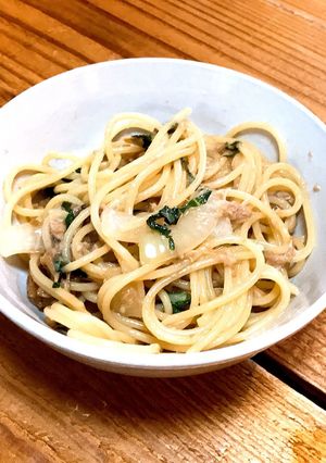 ツナと大葉となめたけの和風オイルパスタ-レシピのメイン写真