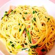 アスパラとベーコンとかいわれの和風パスタ