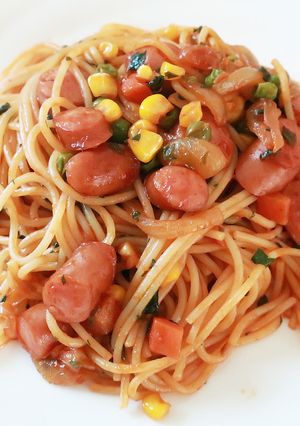 美味＆簡単！梅しそ風味のナポリタン-レシピのメイン写真