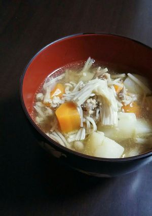 余った挽き肉とえのき茸の野菜スープ-レシピのメイン写真