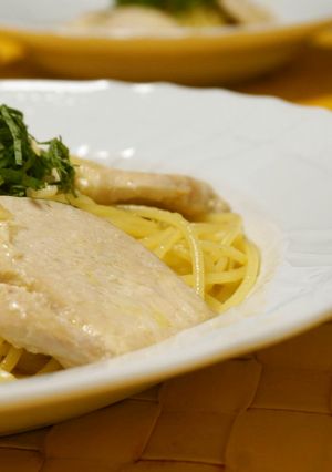鶏胸肉と大葉のパスタ（塩こうじレモン）-レシピのメイン写真