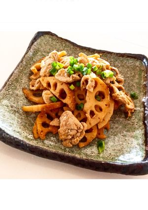 お弁当にどうぞ♬ レンコンと豚肉の炒め-レシピのメイン写真
