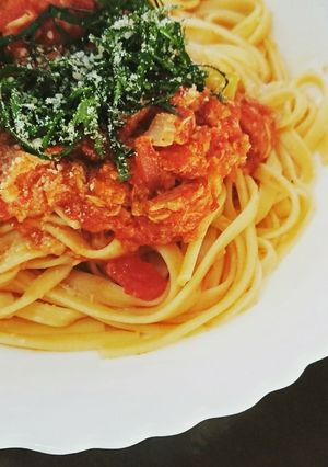 ツナ缶でトマトパスタ-レシピのメイン写真