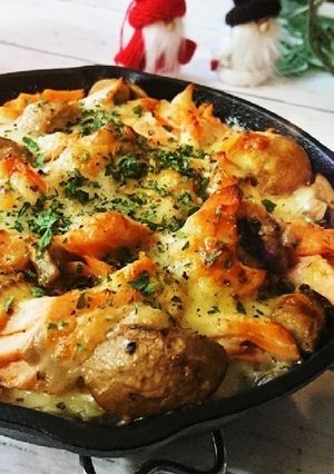 鮭とポテトの粒マスタードチーズ焼き♪-レシピのメイン写真