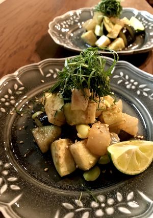 水茄子、酢橘漬けの真鯛、だだちゃ豆の前菜-レシピのメイン写真