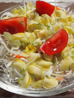 サラダにヤブツルアズキの花をトッピング-レシピのメイン写真