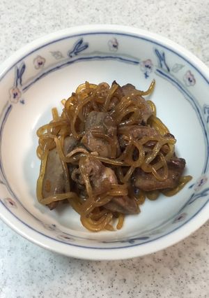 鶏肝とこんにゃくの煮物-レシピのメイン写真