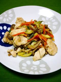ヘルシー!鶏野菜の黒糖黒酢炒め-レシピのメイン写真