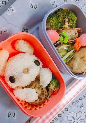レンコン抱えたうさぎさん弁当-レシピのメイン写真