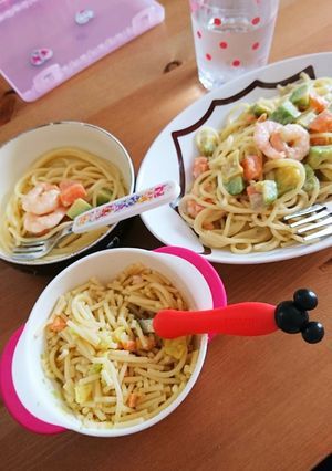 エビアボサーモン、親子赤子の冷製パスタ♪-レシピのメイン写真