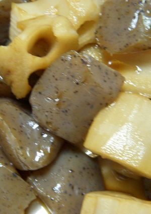 コンニャクとレンコン煮-レシピのメイン写真
